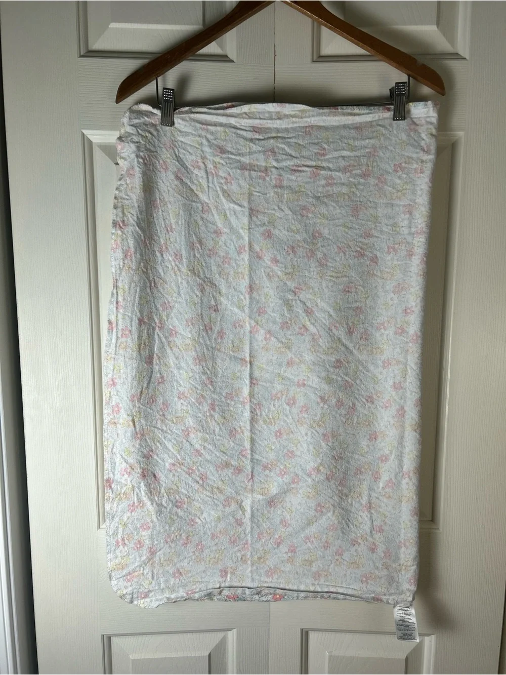 Carter's Pink Blue Floral Baby Receiving Blanket Flannel Cotton Yellow White